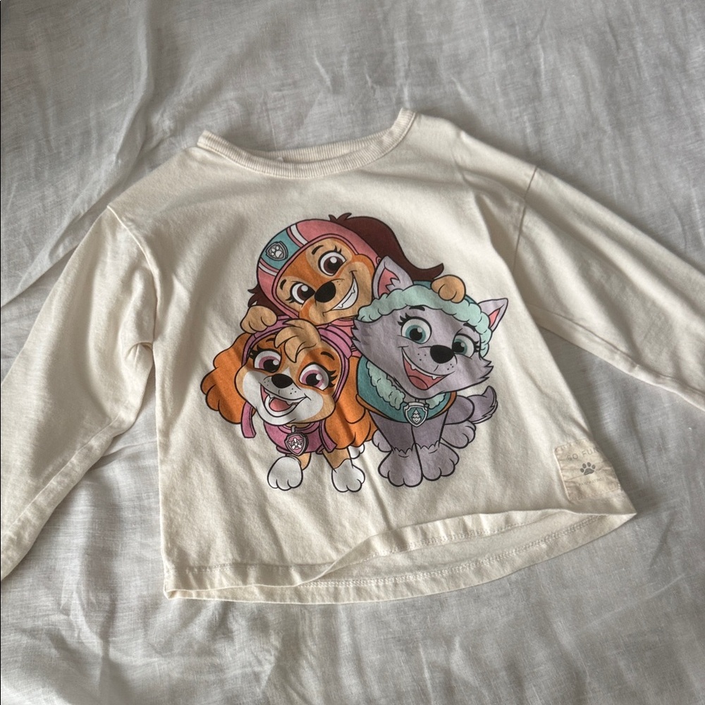 Zara Cream Pullover with Colorful Paw Patrol Graphic